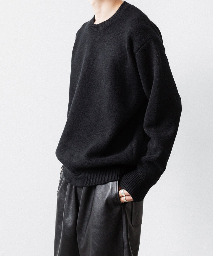 【ssstein】EXTRA FINE WOOL WARM KNIT CREW NECK LS - BLACK