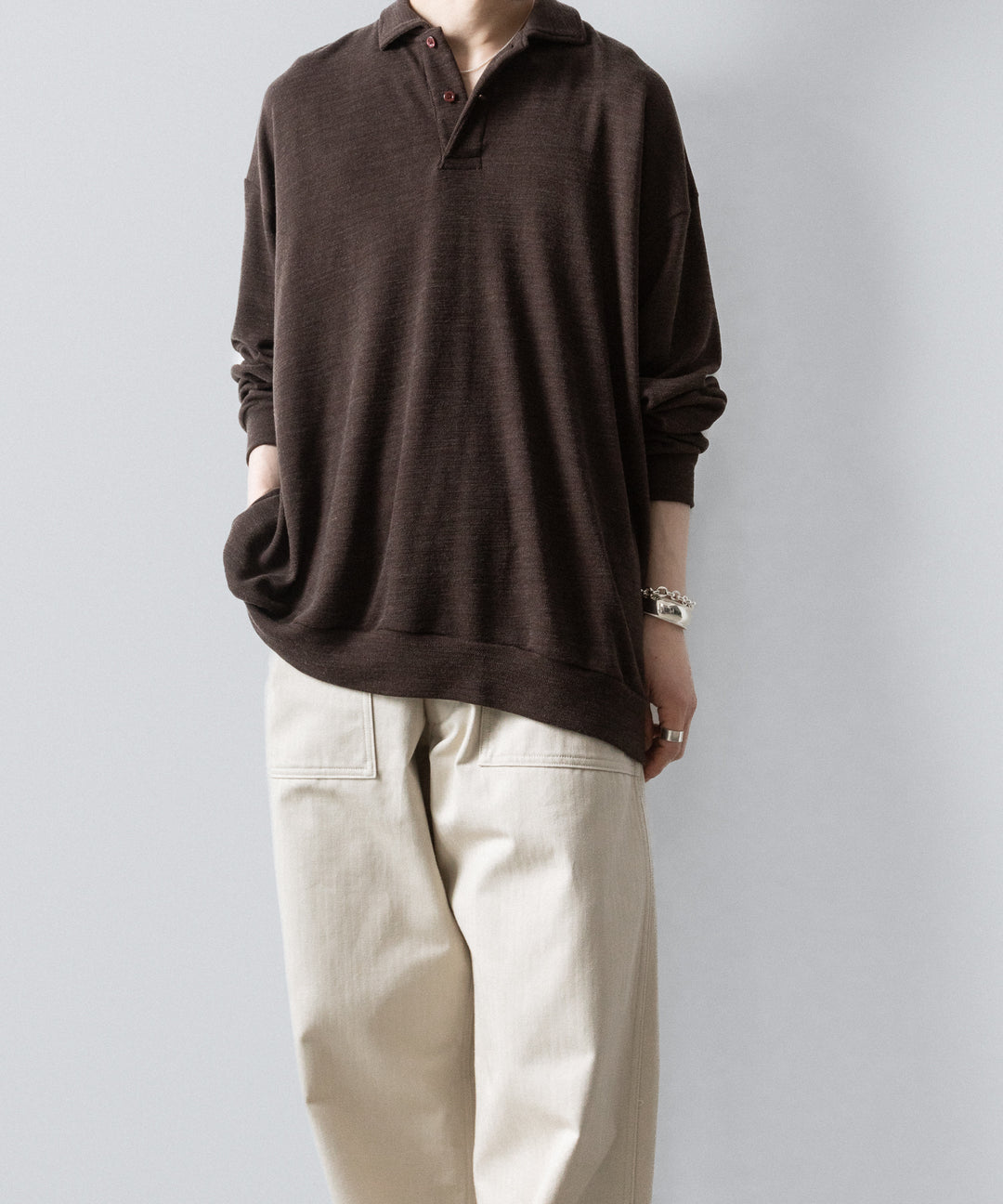 INTÉRIM(インテリム)のHYPER BIG MELANGE DOUBLE PIQUE JERSEY LONG POLO SHIRT - MOLEの公式通販サイトsession福岡セレクトショップ