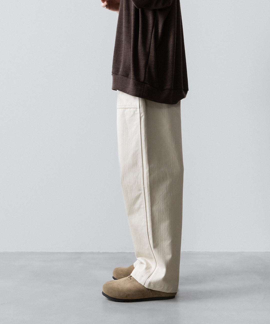 【INTÉRIM】ORGANIC COTTON HBT TWILL BAKER PANTS - IVORY