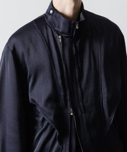 ANTHEM A / アンセムエー】FROSTING SATIN RIDING JACKET - NAVY ANTHEM A / アンセムエー】FROSTING SATIN RIDING JACKET - NAVY