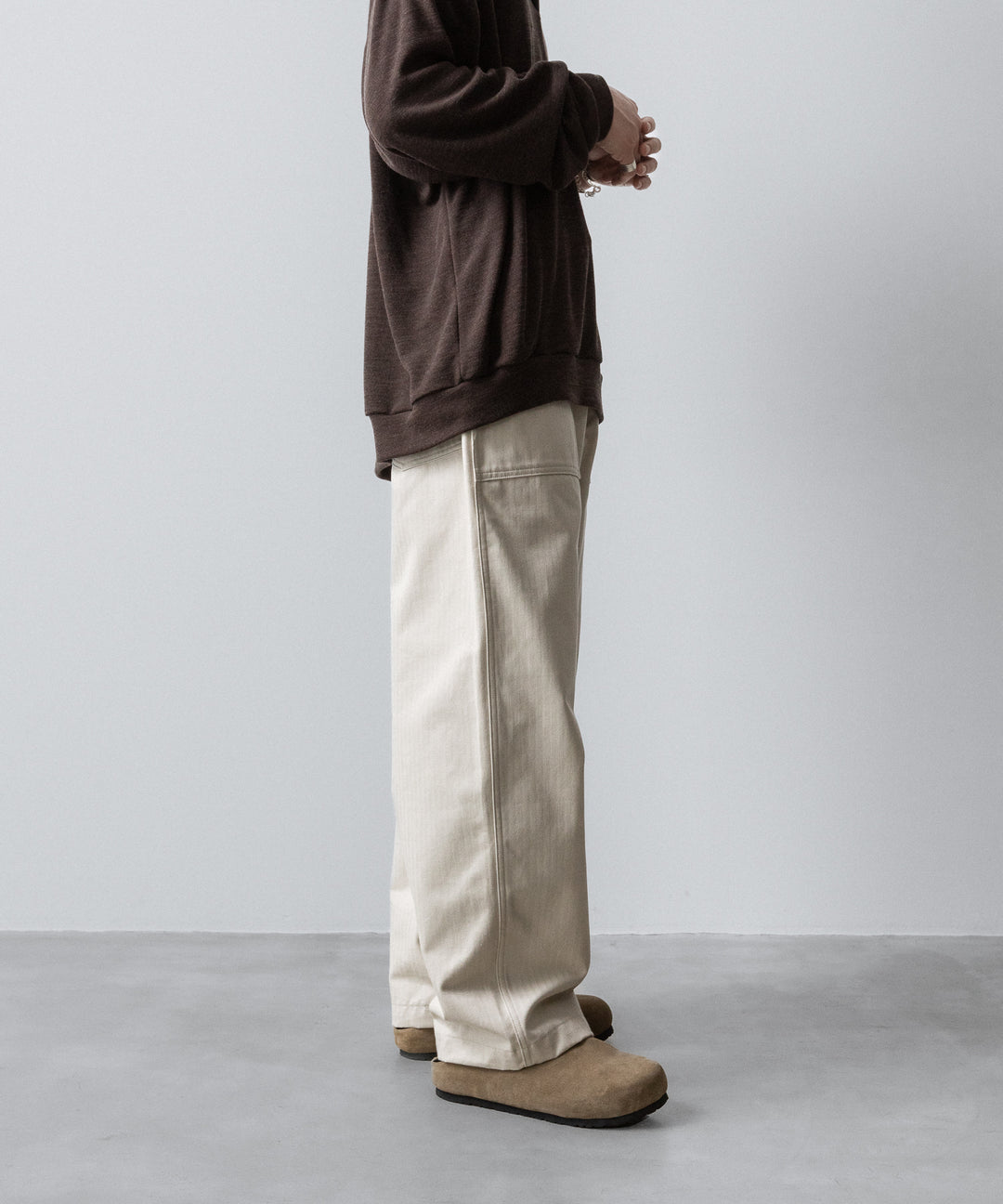 【INTÉRIM】ORGANIC COTTON HBT TWILL BAKER PANTS - IVORY