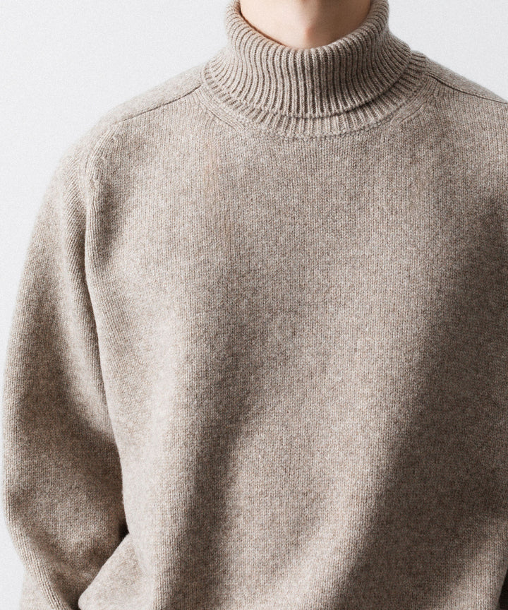 【ssstein】EXTRA FINE WOOL WARM KNIT TURTLE NECK LS - BEIGE
