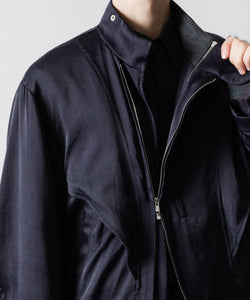 ANTHEM A / アンセムエー】FROSTING SATIN RIDING JACKET - NAVY