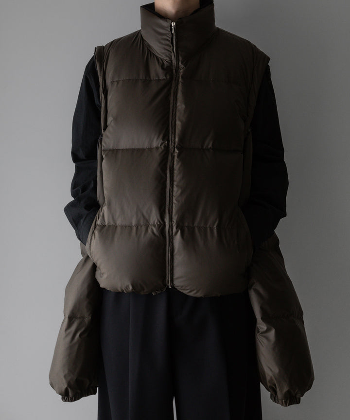 【stein】DETACHABLE SLEEVES CROPPED DOWN JACKET - MILITARY KHAKI
