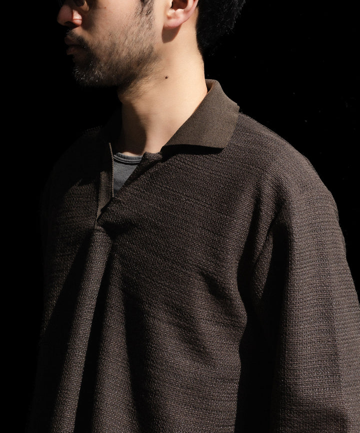 【ssstein】SLUB COTTON KNIT SKIPPER LS - KHAKI