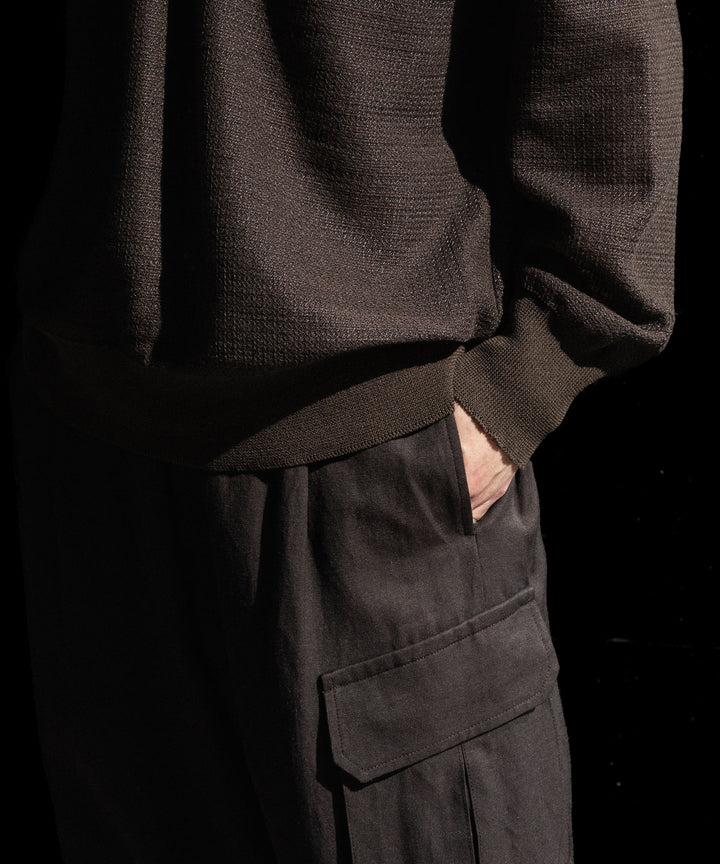 【ssstein】SLUB COTTON KNIT SKIPPER LS - KHAKI