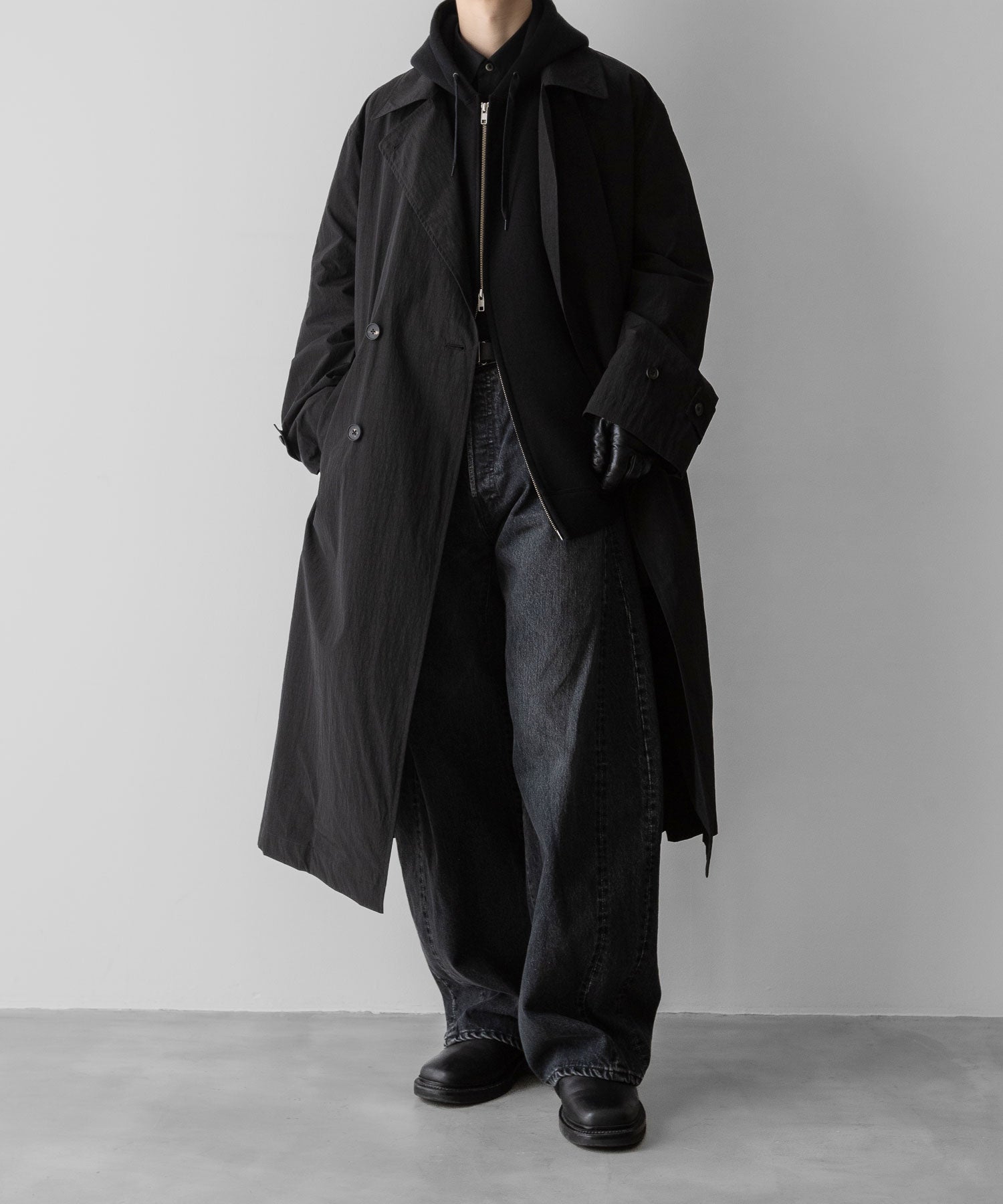 ssstein(シュタイン)のCOTTON DOUBLE KNIT TUCKED ZIP HOODIE - BLACKの公式通販サイトsession福岡セレクトショップ