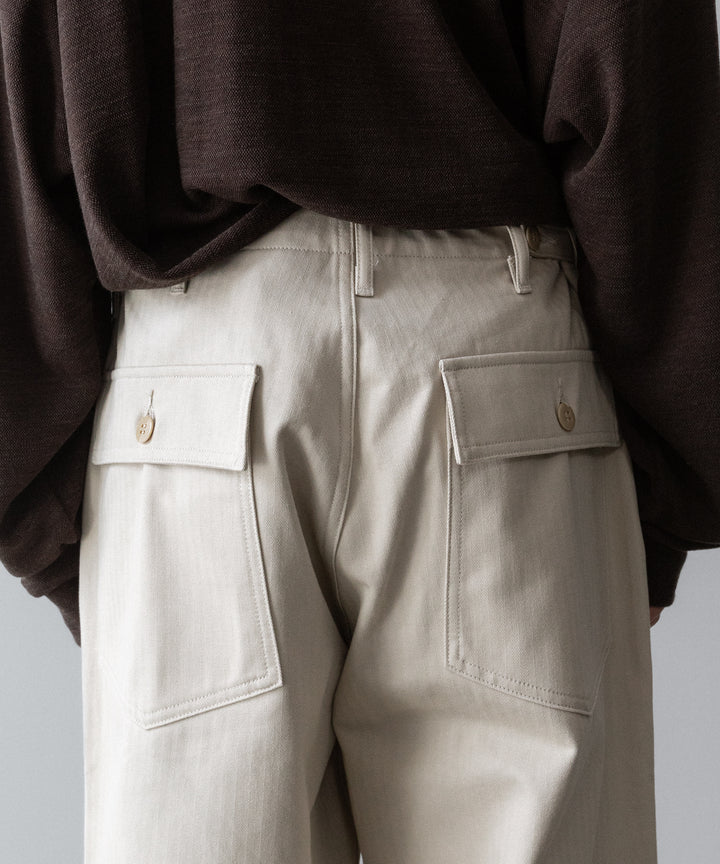 【INTÉRIM】ORGANIC COTTON HBT TWILL BAKER PANTS - IVORY