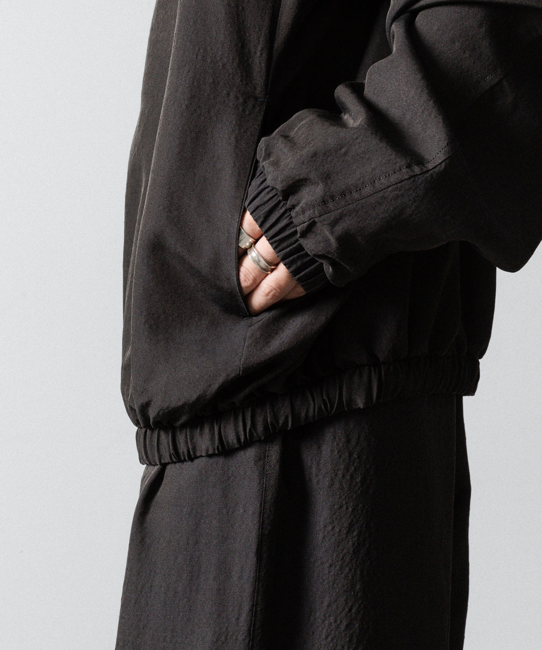 ssstein(シュタイン)のWOOL/SILK SHIRRED LIGHT ZIP JACKET - DARK CHARCOALの公式通販サイトsession福岡セレクトショップ