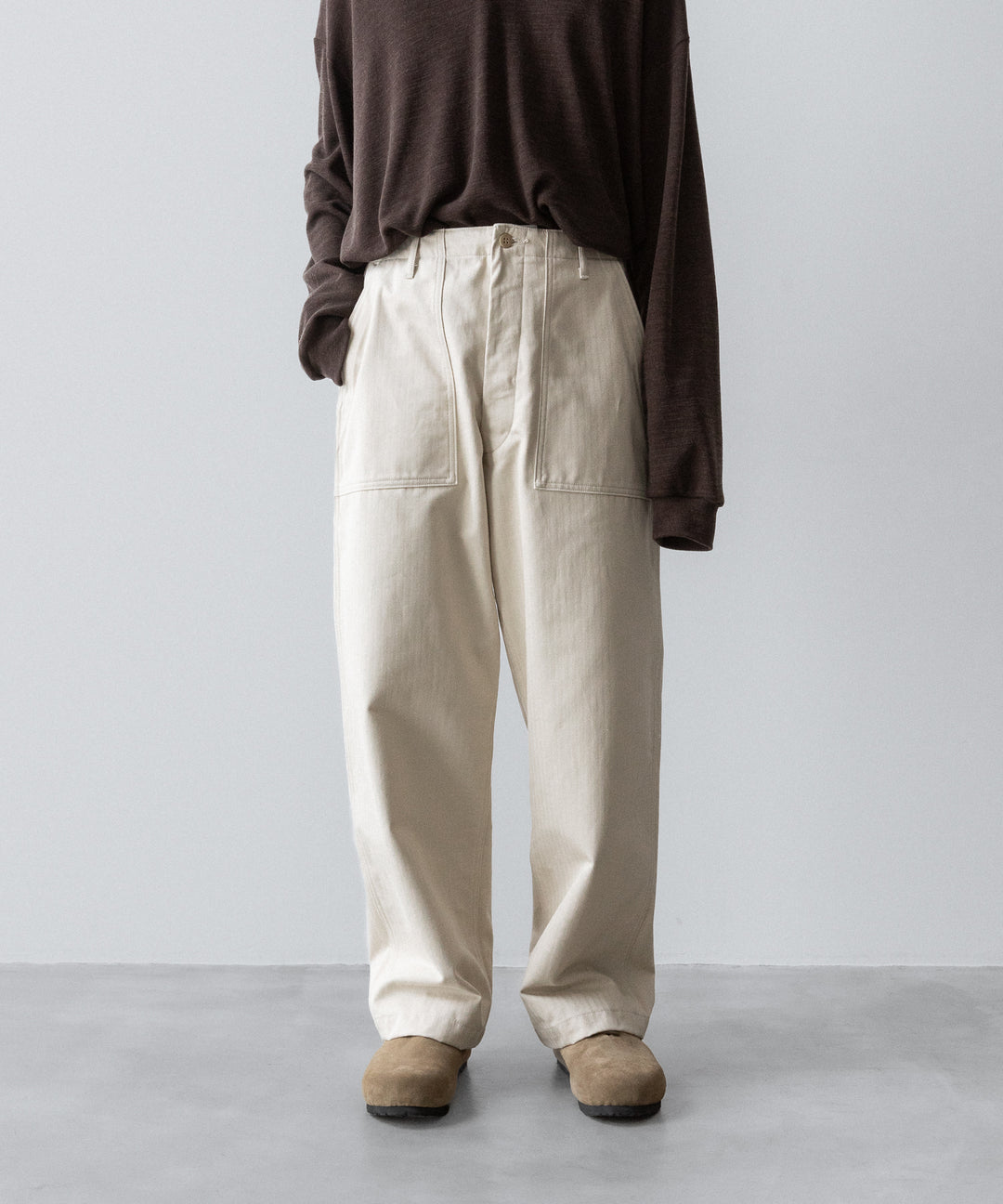 【INTÉRIM】ORGANIC COTTON HBT TWILL BAKER PANTS - IVORY