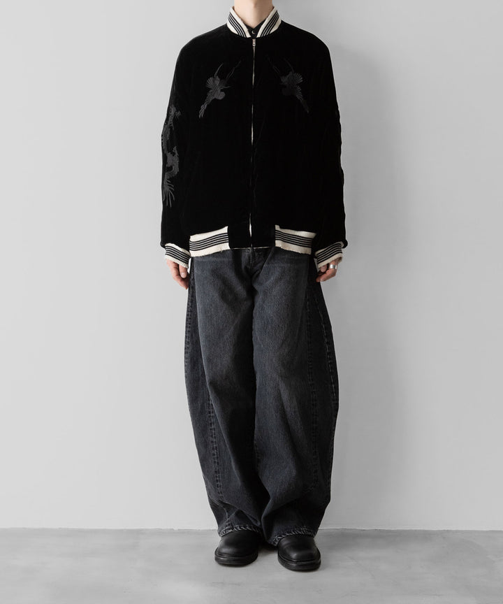 ssstein(シュタイン)×KEITAMARUYAMAのVINTAGE SATIN / VELVET REVERSIBLE ZIP JACKET - GREIGE×BLACKの公式通販サイトsession福岡セレクトショップ
