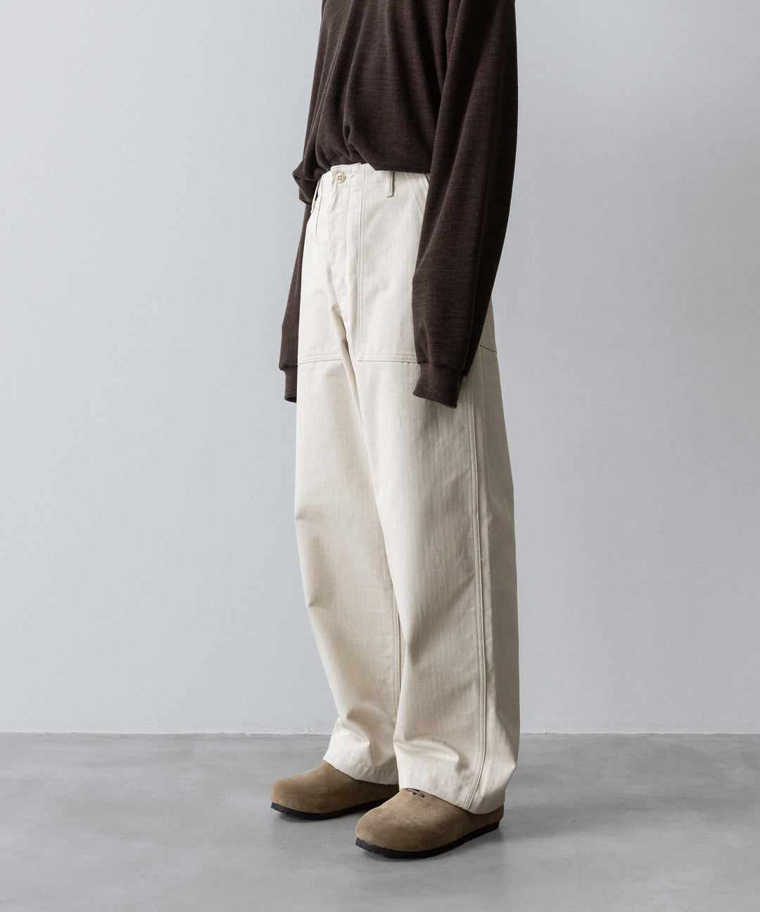 【INTÉRIM】ORGANIC COTTON HBT TWILL BAKER PANTS - IVORY