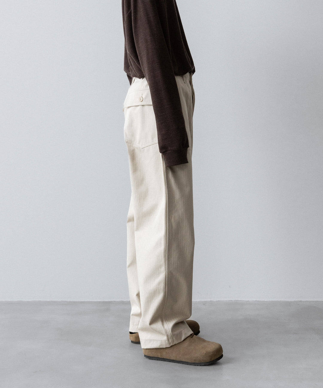 【INTÉRIM】ORGANIC COTTON HBT TWILL BAKER PANTS - IVORY