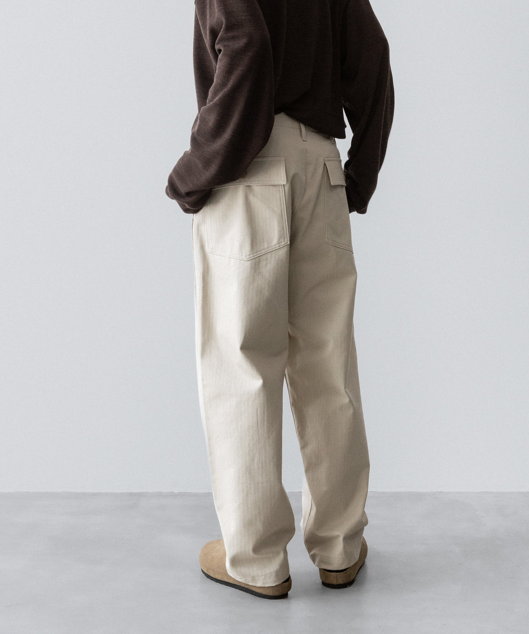 【INTÉRIM】ORGANIC COTTON HBT TWILL BAKER PANTS - IVORY