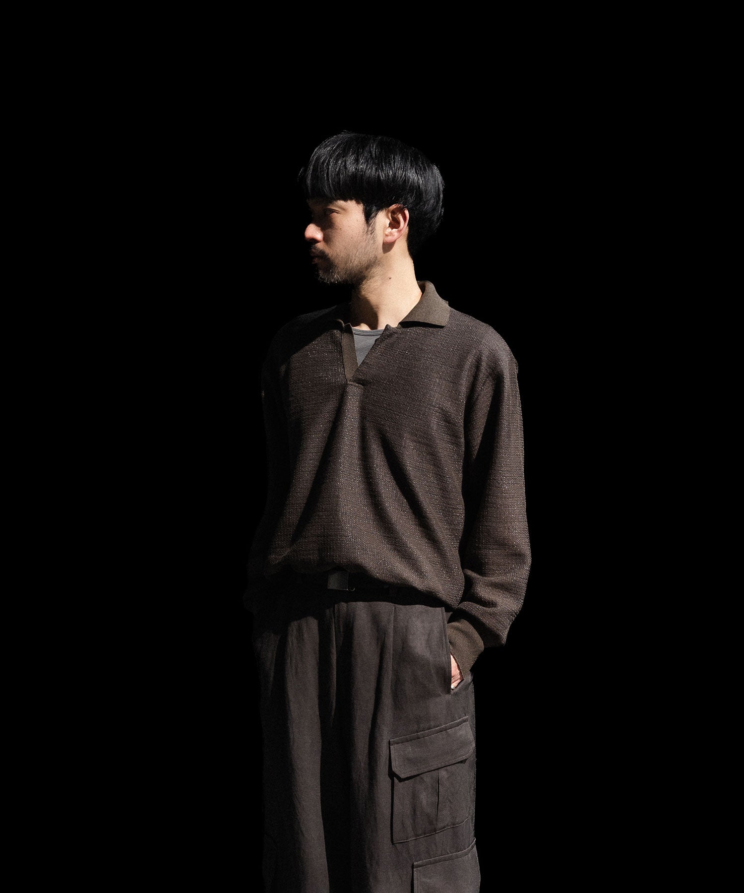 ssstein / シュタイン】SLUB COTTON KNIT SKIPPER LS - KHAKI | 公式