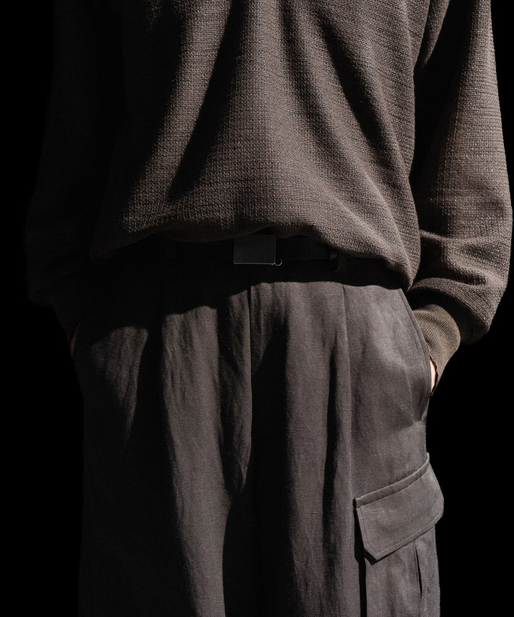 【ssstein】SLUB COTTON KNIT SKIPPER LS - KHAKI