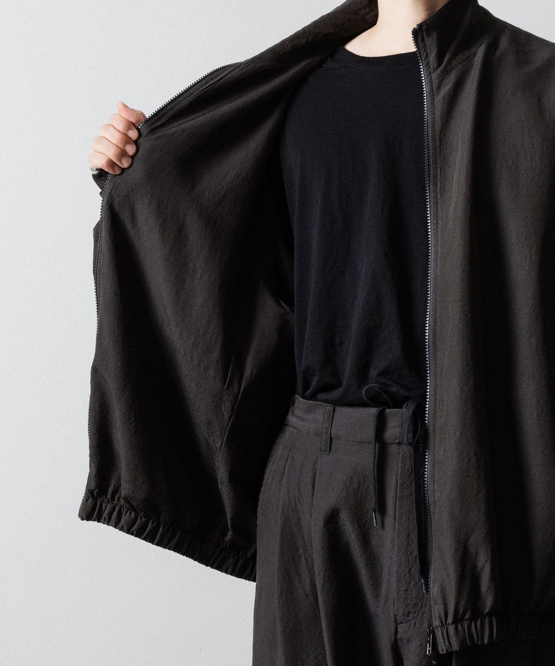 ssstein(シュタイン)のWOOL/SILK SHIRRED LIGHT ZIP JACKET - DARK CHARCOALの公式通販サイトsession福岡セレクトショップ