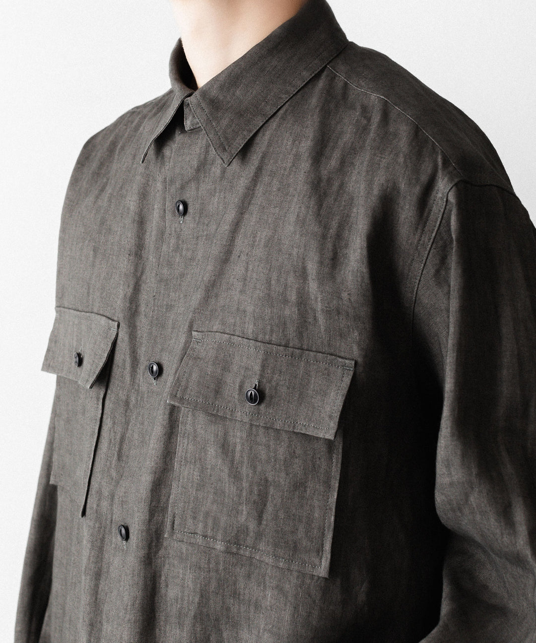nakedgauge(ネイキッドゲージ)のSUMI LINEN BIG SHIRT - CHARCOAL GRAYの公式通販サイトsession福岡セレクトショップ