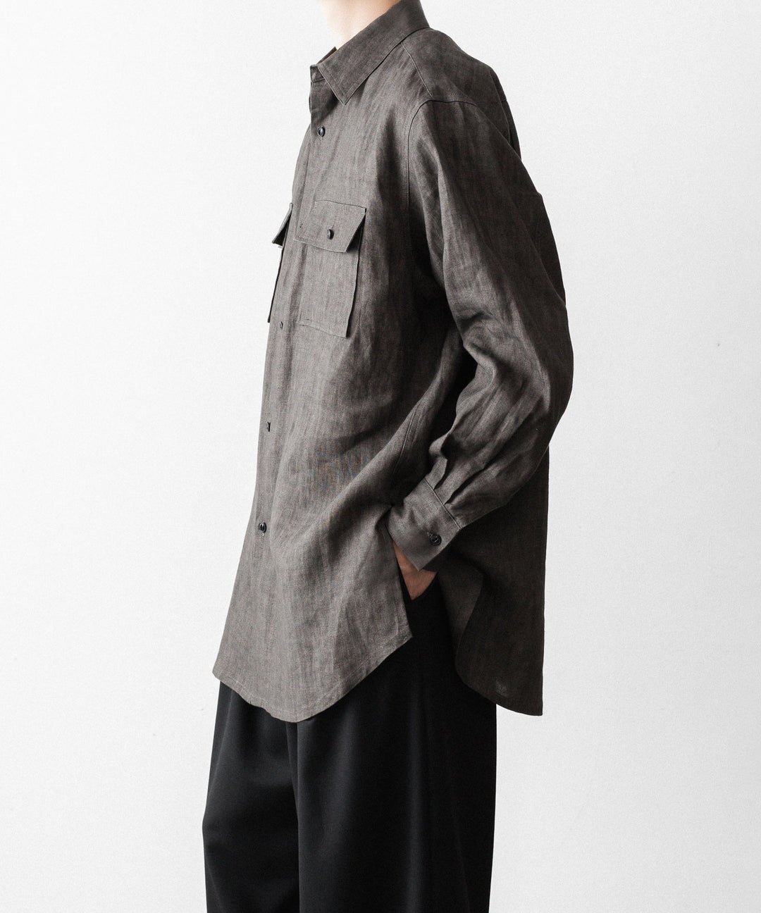 nakedgauge(ネイキッドゲージ)のSUMI LINEN BIG SHIRT - CHARCOAL GRAYの公式通販サイトsession福岡セレクトショップ