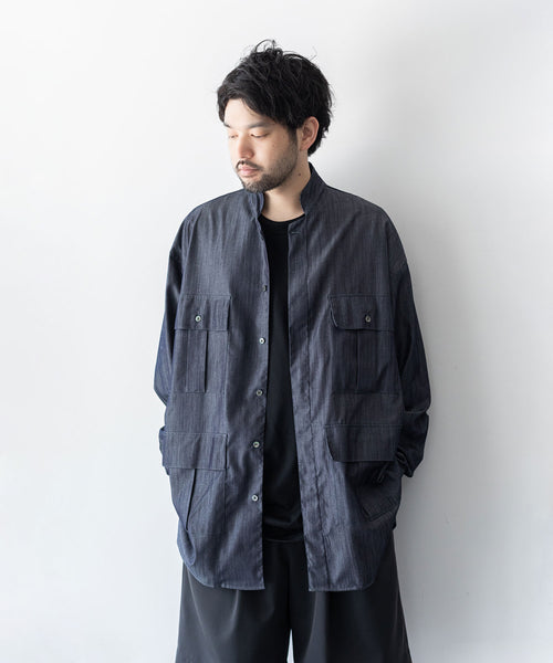 INTÉRIM/インテリム】HYPER BIG SILK DENIM SAFARI SHIRTS JACKET