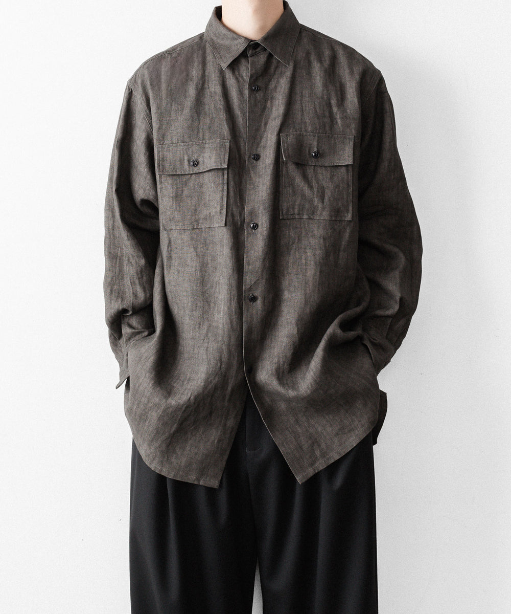 nakedgauge(ネイキッドゲージ)のSUMI LINEN BIG SHIRT - CHARCOAL GRAYの公式通販サイトsession福岡セレクトショップ