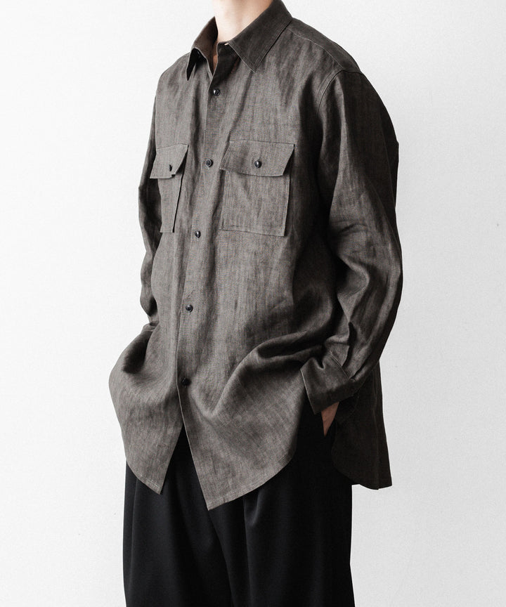 nakedgauge(ネイキッドゲージ)のSUMI LINEN BIG SHIRT - CHARCOAL GRAYの公式通販サイトsession福岡セレクトショップ