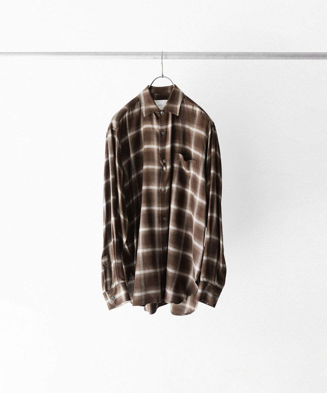 【ssstein】 LY/VIS CHECK OVERSIZED LS SHIRT - BROWN OMBRE
