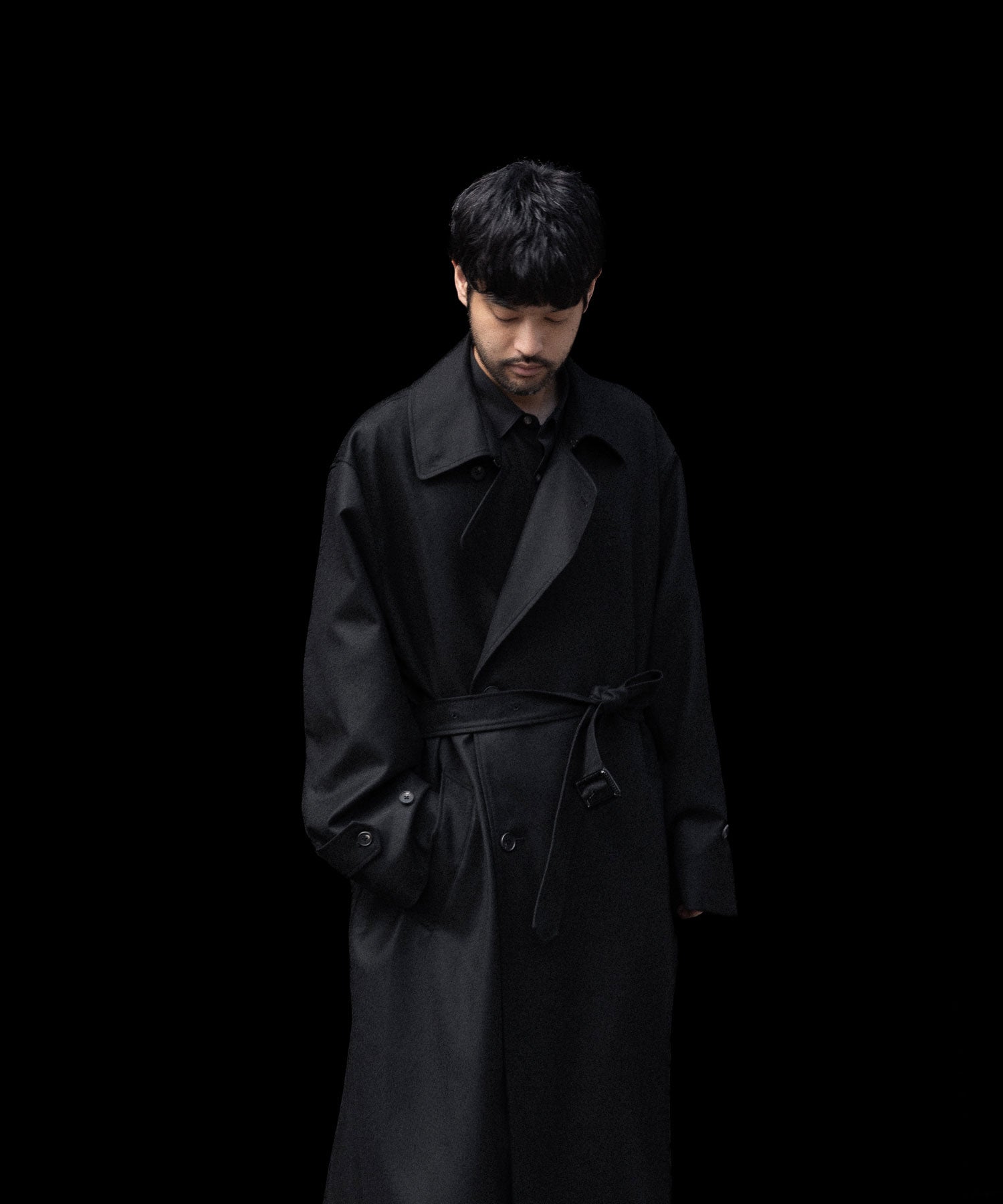 ssstein(シュタイン)のWOOL FLANNEL OVERSIZED DOUBLE BREASTED COAT - BLACKの公式通販サイトsession福岡セレクトショップ