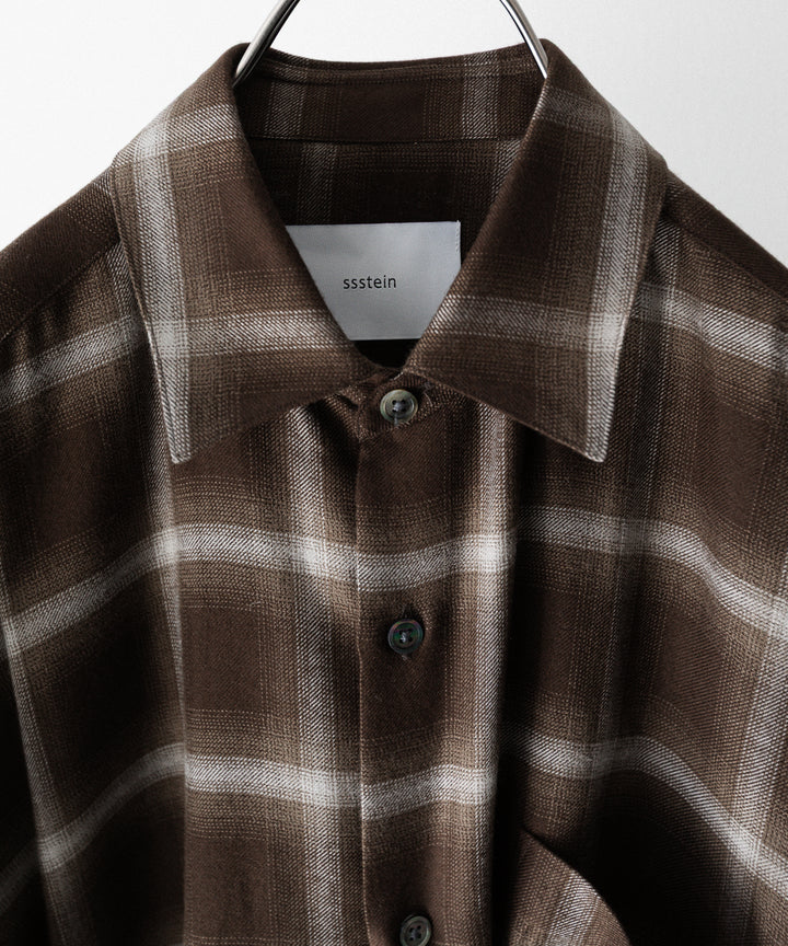 【ssstein】 LY/VIS CHECK OVERSIZED LS SHIRT - BROWN OMBRE