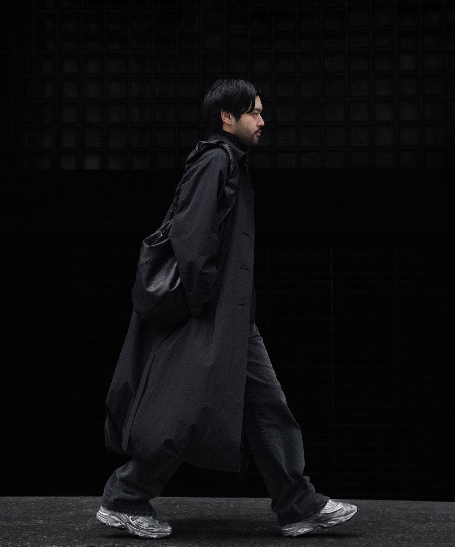 ssstein / シュタイン】OVERSIZED LAYERED COMBINATION COAT - BLACK