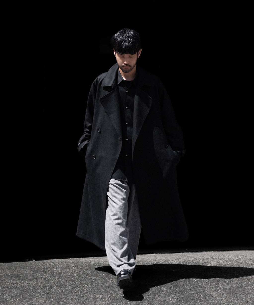 ssstein(シュタイン)のWOOL FLANNEL OVERSIZED DOUBLE BREASTED COAT - BLACKの公式通販サイトsession福岡セレクトショップ