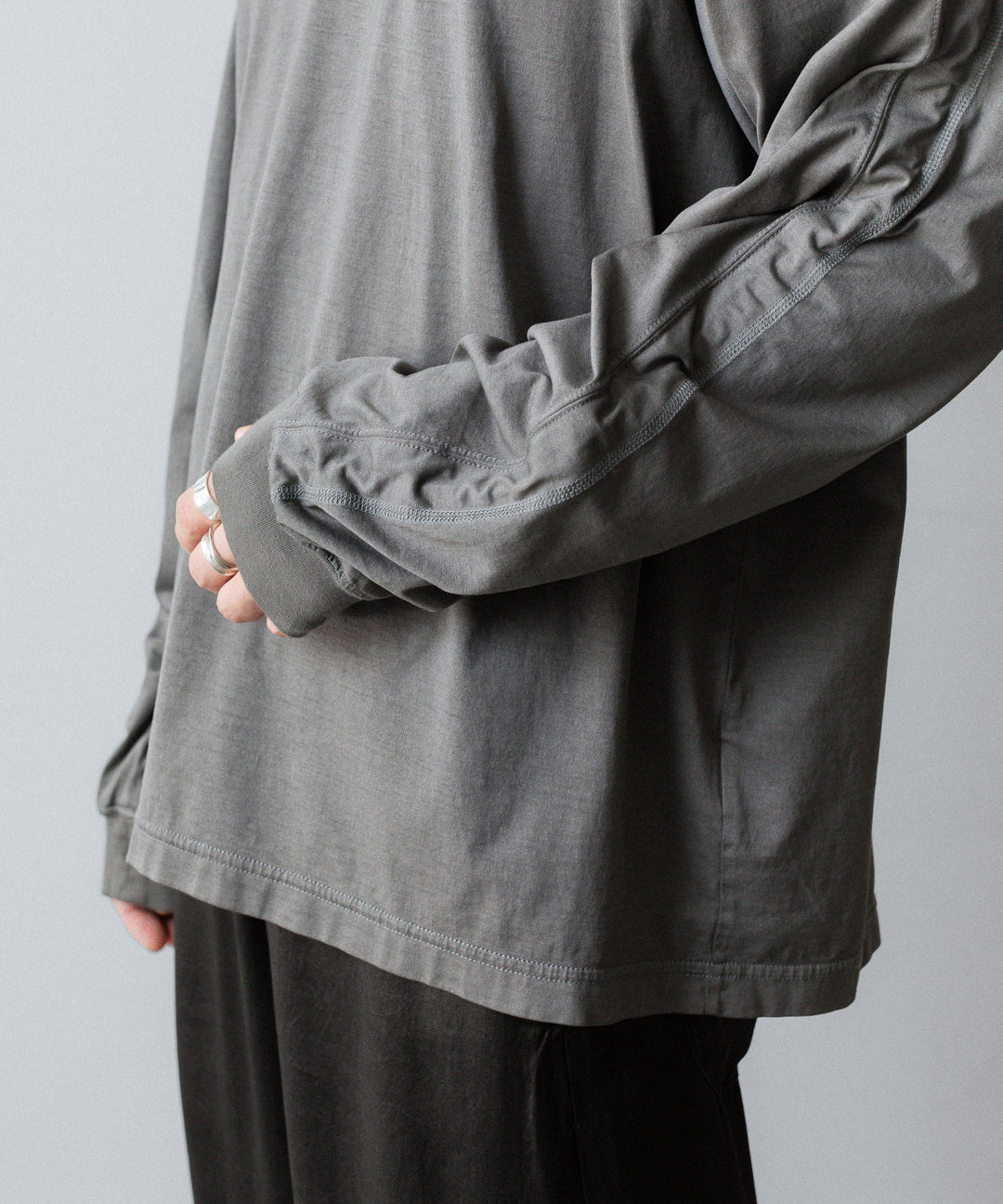 VEIN ヴェインの100/3 SUEDE JERSEY DISTRESSED VESSEL L/S TEE - GRAYの公式通販サイトsession福岡セレクトショップ