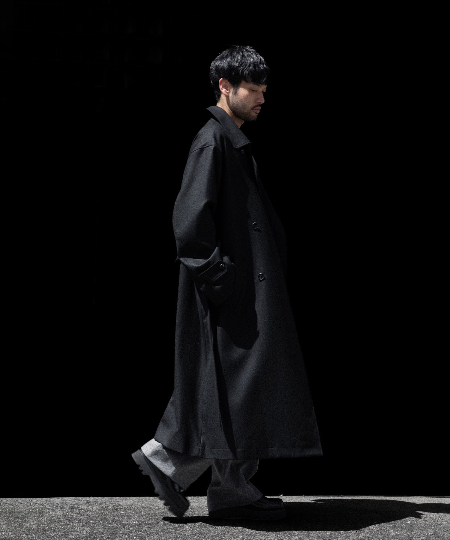 ssstein(シュタイン)のWOOL FLANNEL OVERSIZED DOUBLE BREASTED COAT - BLACKの公式通販サイトsession福岡セレクトショップ