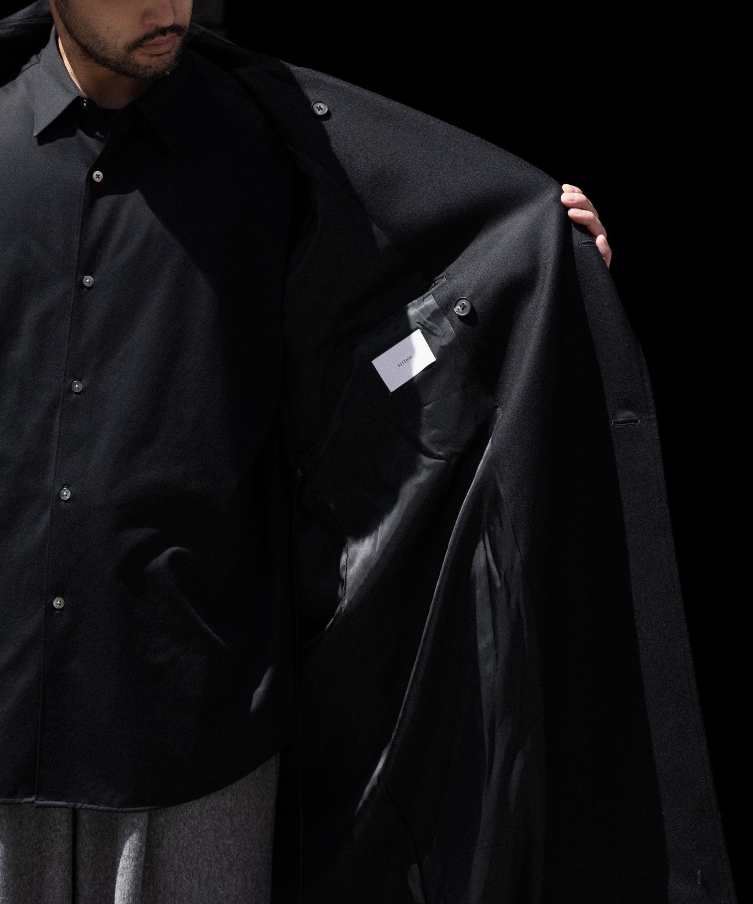 ssstein(シュタイン)のWOOL FLANNEL OVERSIZED DOUBLE BREASTED COAT - BLACKの公式通販サイトsession福岡セレクトショップ