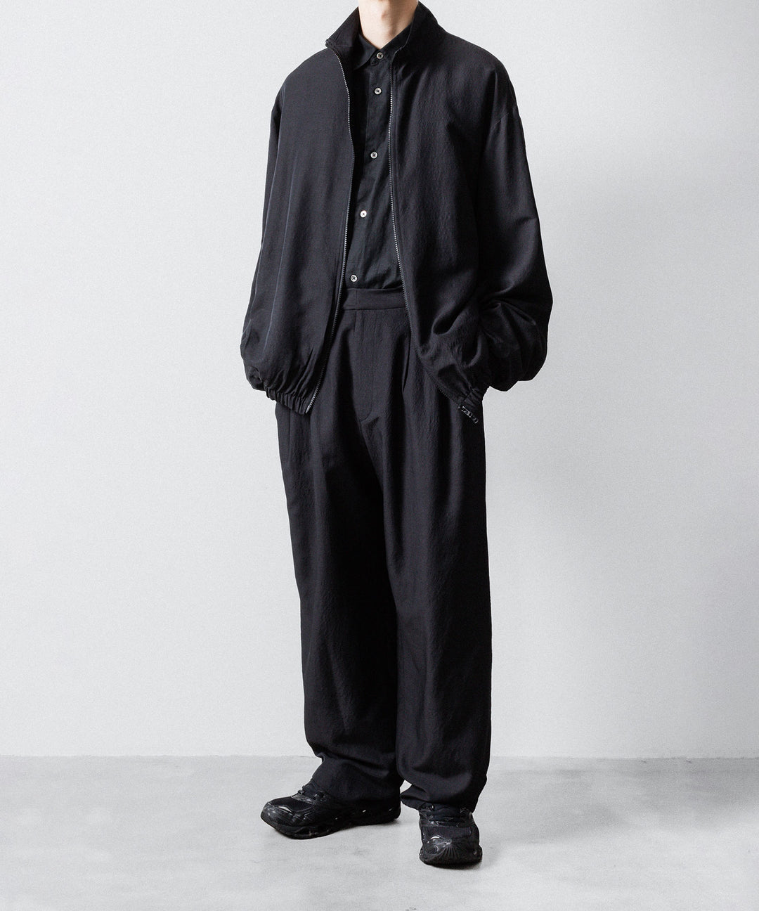 ssstein(シュタイン)のWOOL/SILK SHIRRED LIGHT ZIP JACKET - BLACKの公式通販サイトsession福岡セレクトショップ