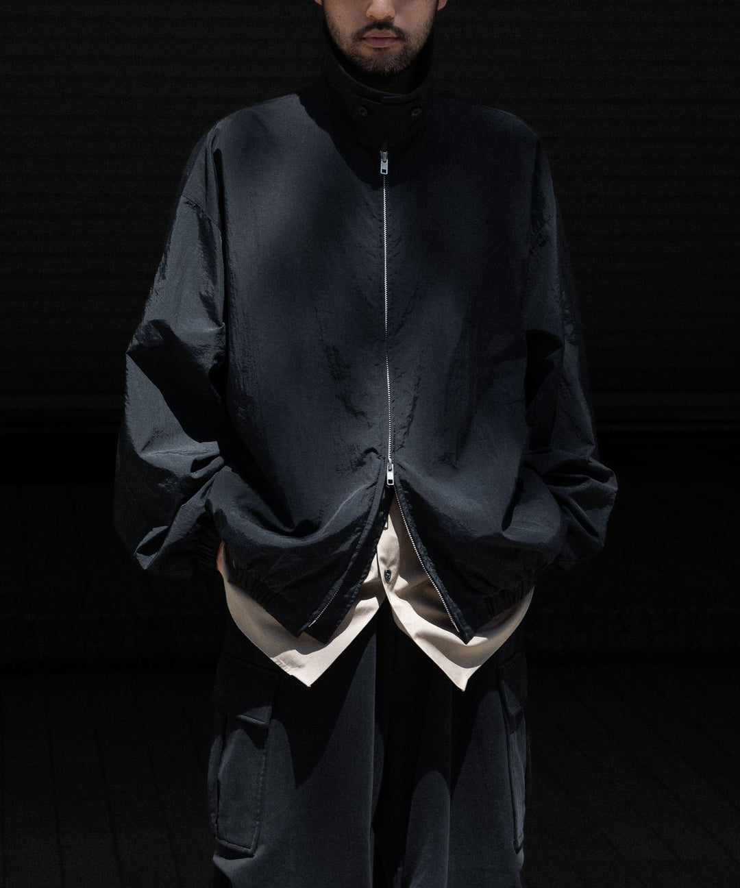 【ssstein】RECYCLED NYLON OVERSIZED ZIP JACKET -  BLACK