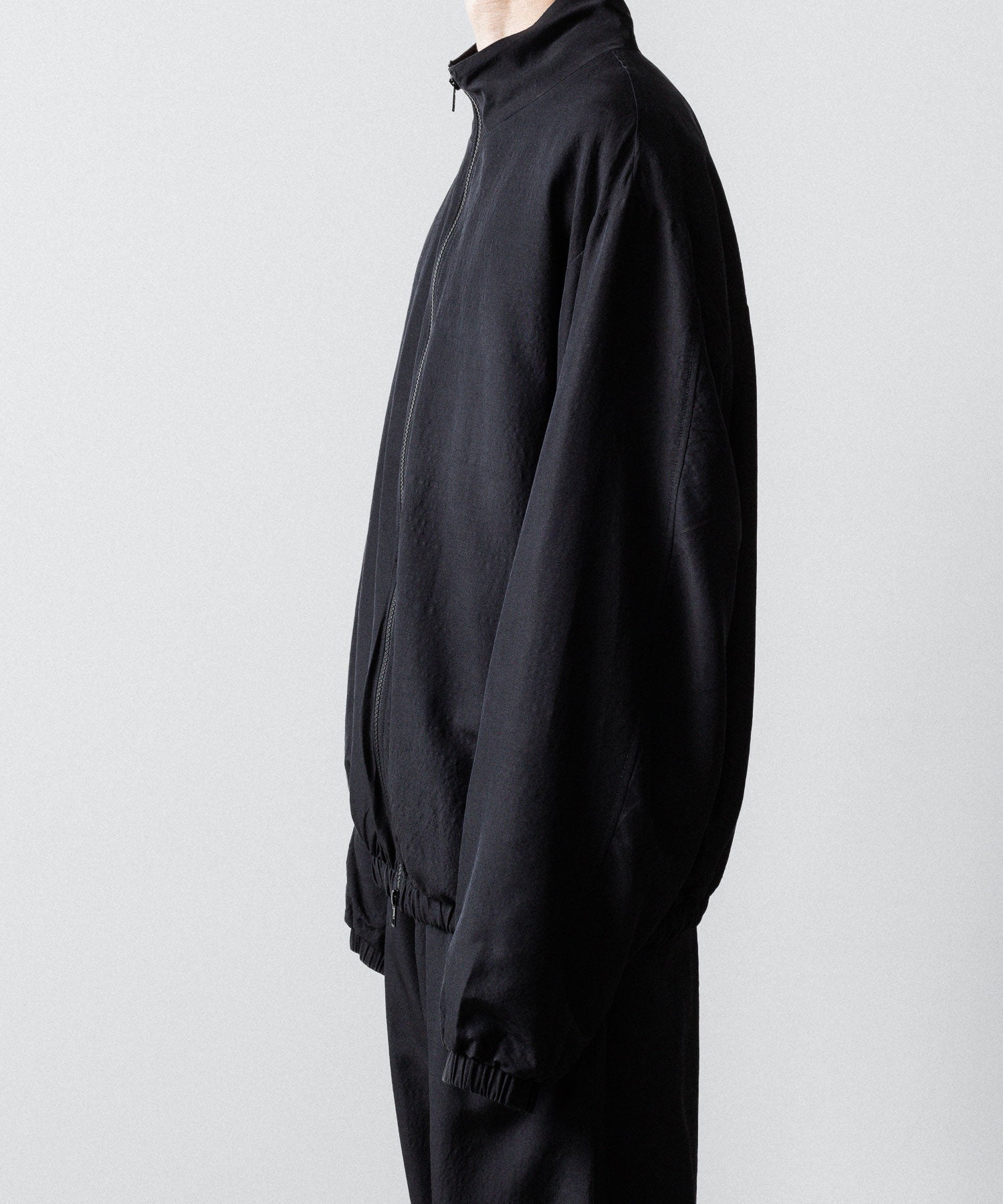 ssstein / シュタイン】WOOL/SILK SHIRRED LIGHT ZIP JACKET - BLACK