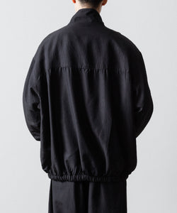 ssstein / シュタイン】WOOL/SILK SHIRRED LIGHT ZIP JACKET - BLACK