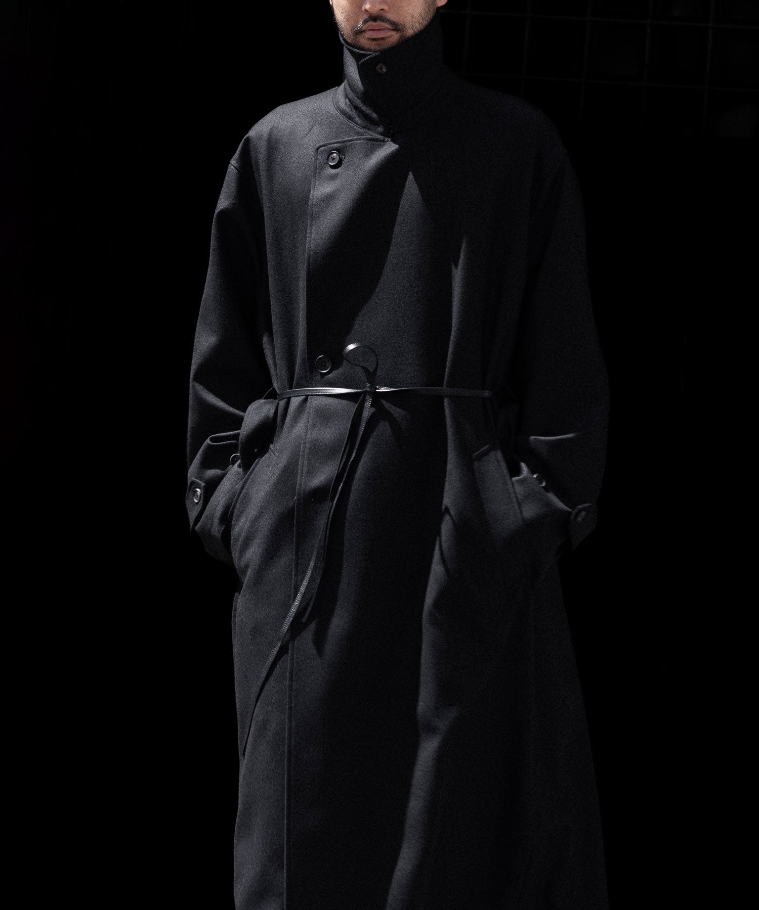 ssstein(シュタイン)のWOOL FLANNEL OVERSIZED DOUBLE BREASTED COAT - BLACKの公式通販サイトsession福岡セレクトショップ