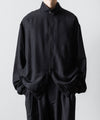 【ssstein】WOOL/SILK SHIRRED LIGHT ZIP JACKET - BLACK