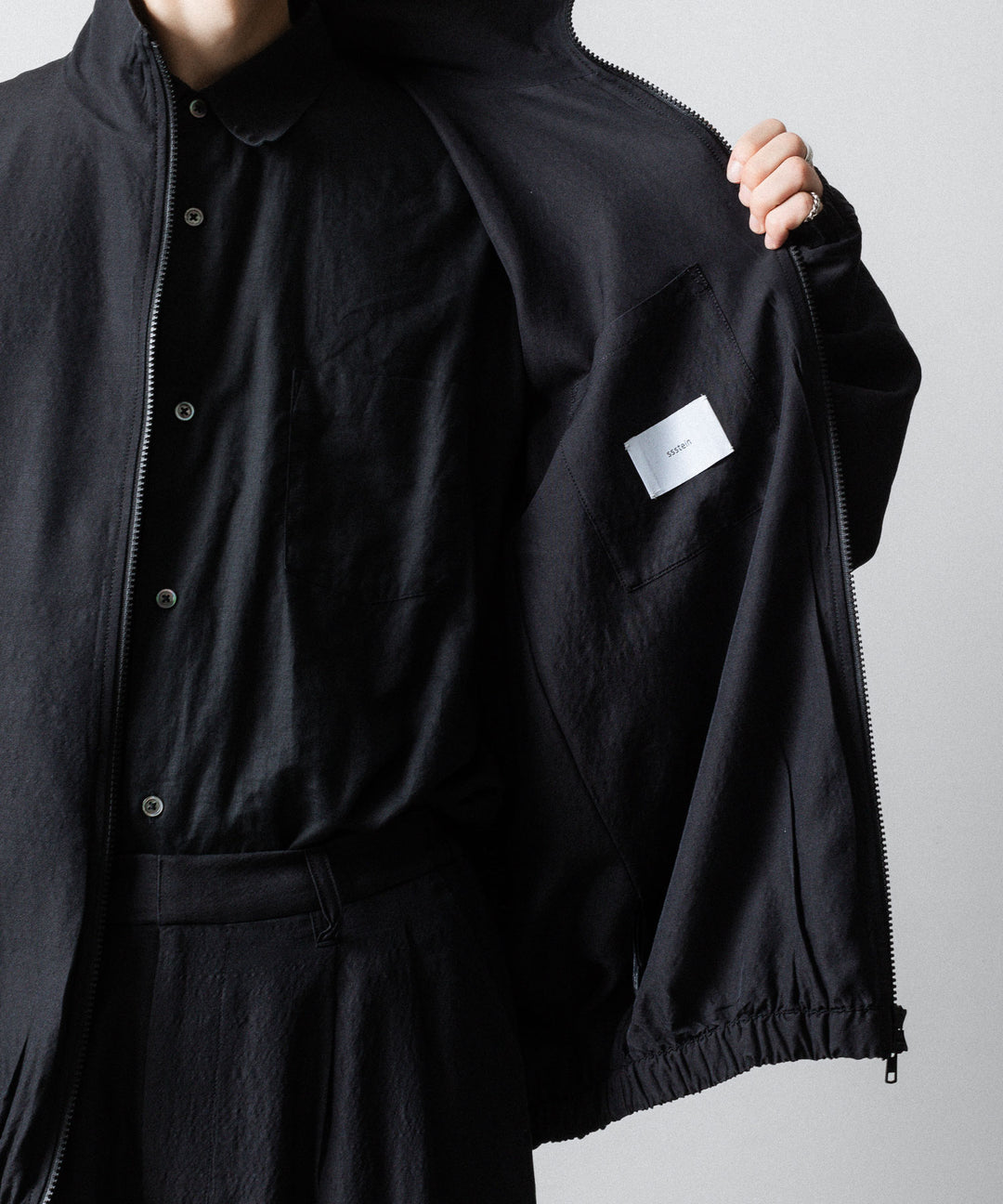 ssstein(シュタイン)のWOOL/SILK SHIRRED LIGHT ZIP JACKET - BLACKの公式通販サイトsession福岡セレクトショップ