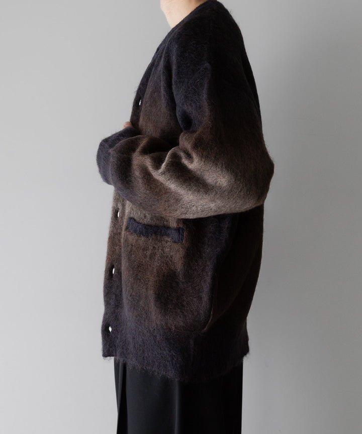 【stein】GRADATION MOHAIR KNIT CARDIGAN - CAMEL NAVY GRADATION