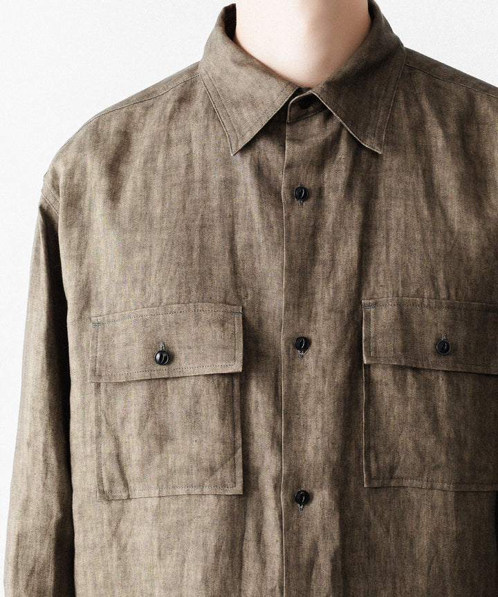 nakedgauge ネイキッドゲージのSUMI LINEN BIG SHIRTのKHAKI公式通販サイトsession福岡セレクトショップ