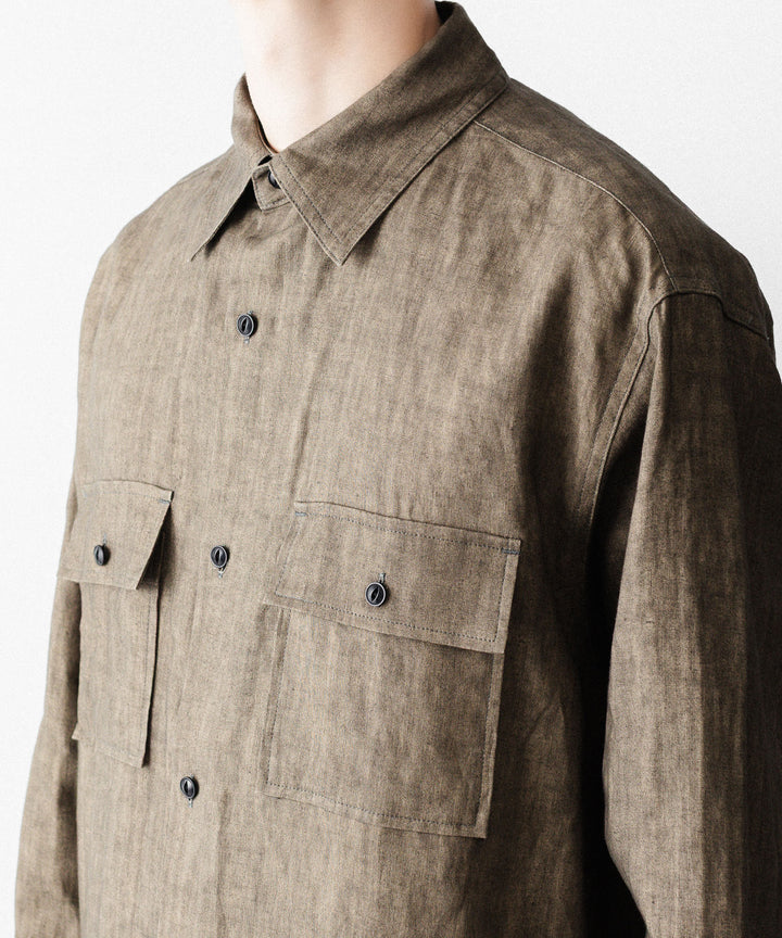 nakedgauge ネイキッドゲージのSUMI LINEN BIG SHIRTのKHAKI公式通販サイトsession福岡セレクトショップ