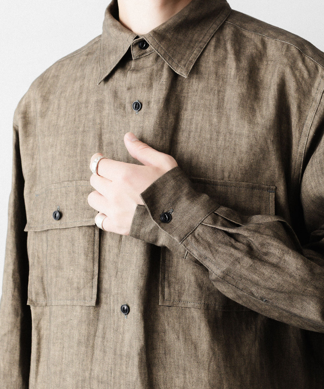 nakedgauge ネイキッドゲージのSUMI LINEN BIG SHIRTのKHAKI公式通販サイトsession福岡セレクトショップ