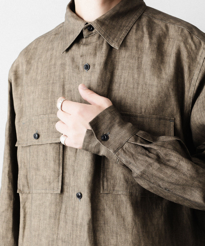 nakedgauge ネイキッドゲージのSUMI LINEN BIG SHIRTのKHAKI公式通販サイトsession福岡セレクトショップ