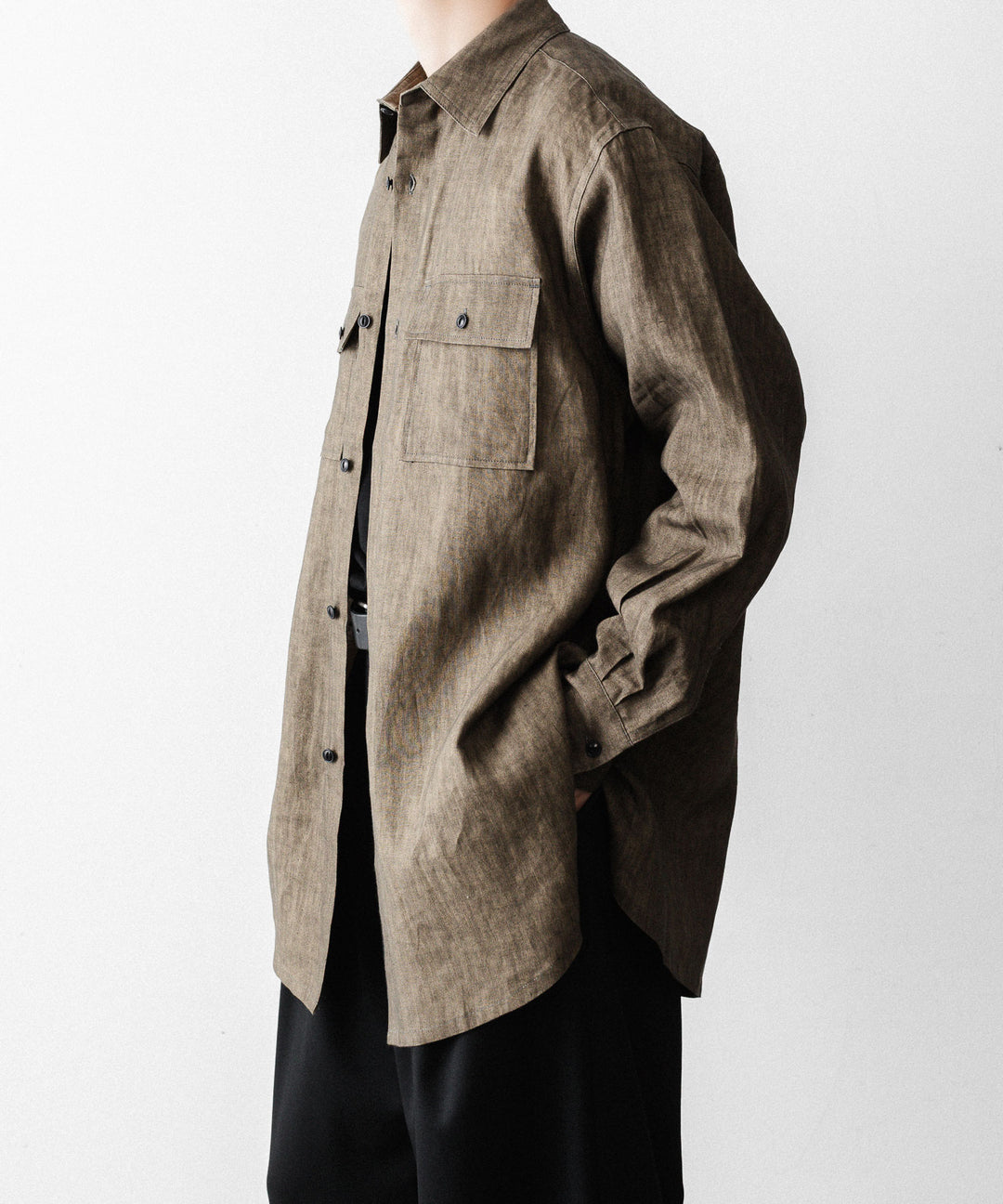 nakedgauge ネイキッドゲージのSUMI LINEN BIG SHIRTのKHAKI公式通販サイトsession福岡セレクトショップ