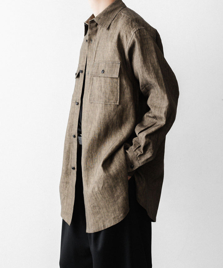 nakedgauge ネイキッドゲージのSUMI LINEN BIG SHIRTのKHAKI公式通販サイトsession福岡セレクトショップ