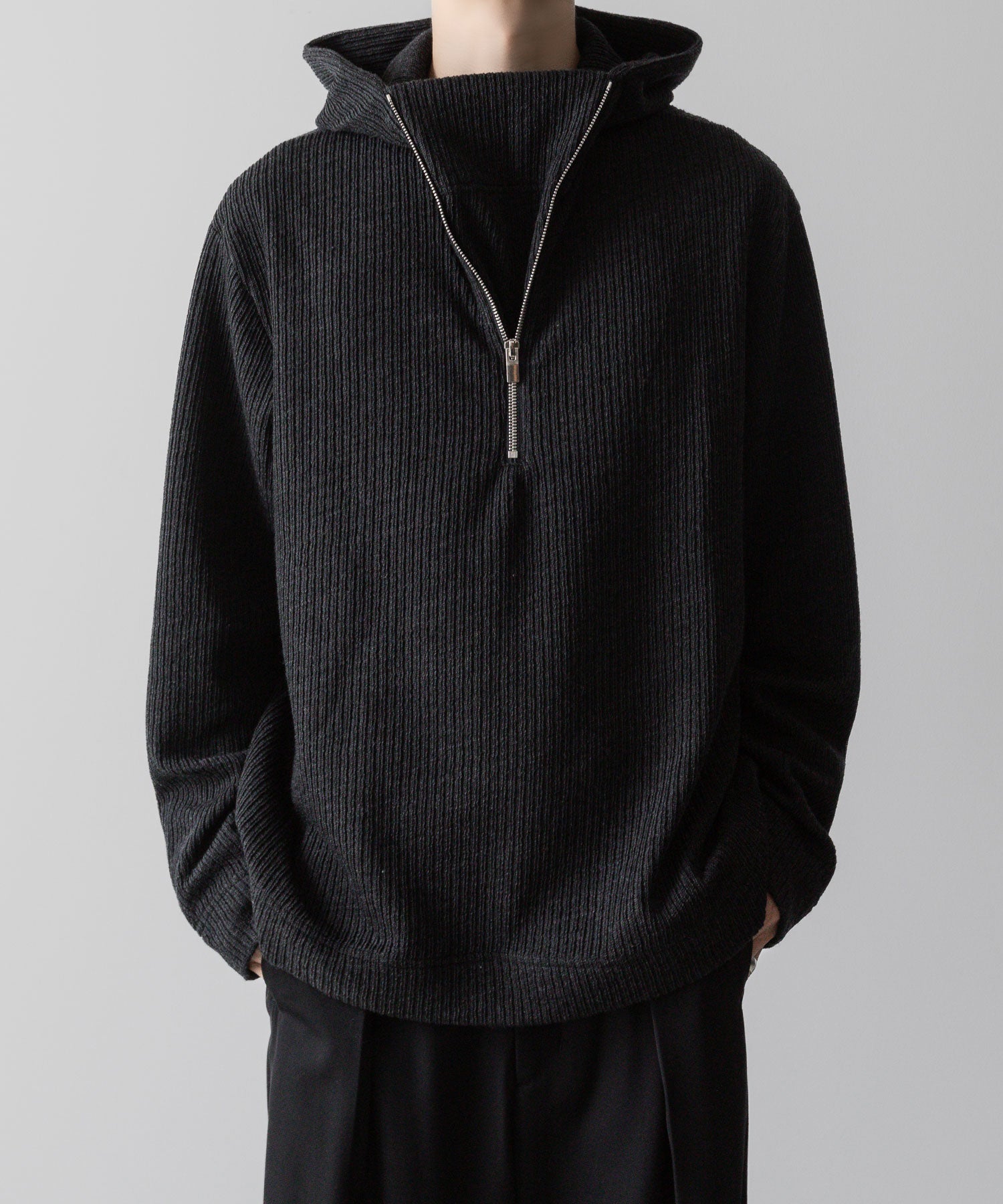 VEIN ヴェインのWO/PE QUARTER GAUGE KNIT HOODED PULLOVER SHIRT - X.GRAYの公式通販サイトsession福岡セレクトショップ