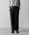 【INTÉRIM】VIRGIN WOOL AND CASHMERE FLANNEL 2-TUCK STRAIGHT SLACKS - TOP NAVY